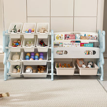 Load image into Gallery viewer, Kids Toy Storage Organizer With 2 Tier Bookshelf, Toy Storage With 12 Bins
