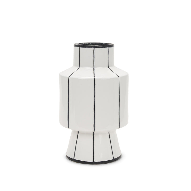 Striped Cylinder Table Vase (608358) - White / White