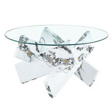 Load image into Gallery viewer, Modern Round Glass Coffee Table With Tempered Glass
