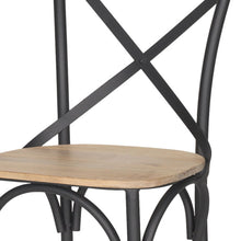 Load image into Gallery viewer, Solid Wood Iron Cross Back Dining Side Chair - Light Brown / Black
