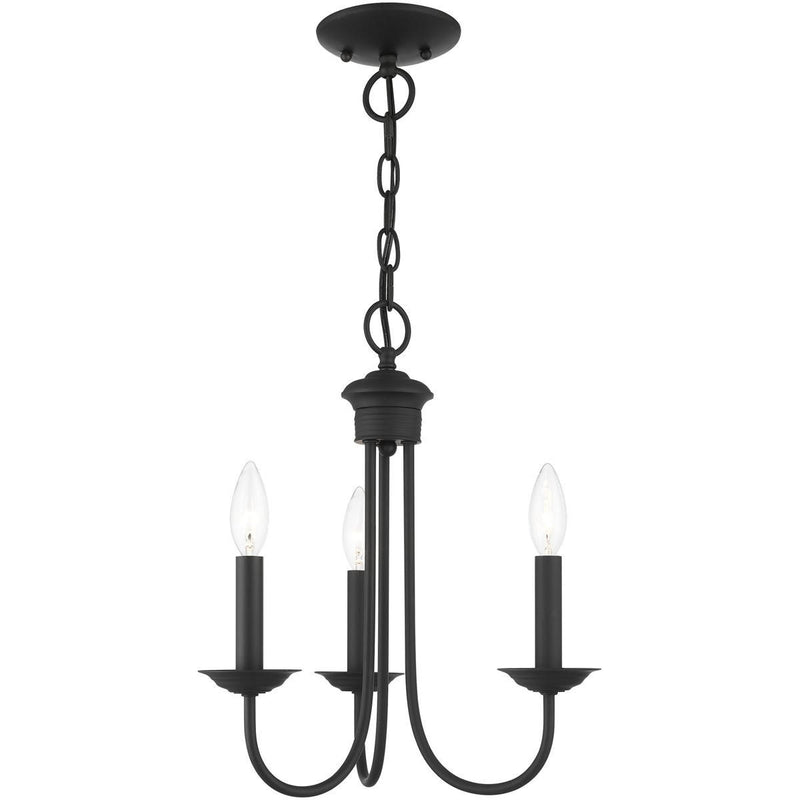 16" Three Light Dimmable Chandelier With Shades - Black