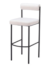 Load image into Gallery viewer, 30" Shearling And Steel Low Back Bar Height Bar Chairs (Set of 2) - Ivory / Black
