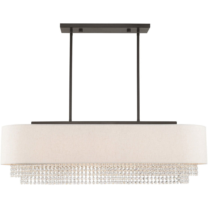 21" Five Light Dimmable Chandelier With Shades - Bronze