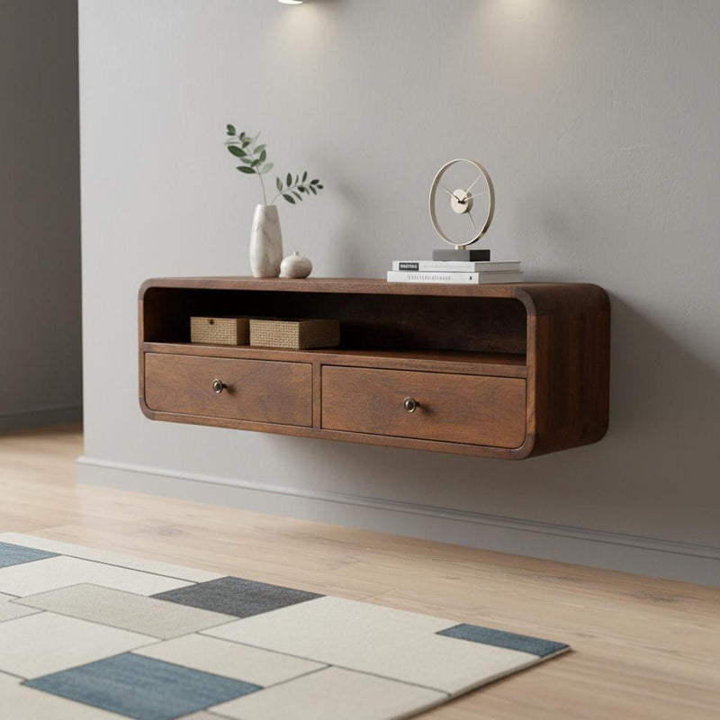 Solid Wood Solid Console Table With Shelf With Drawer (723394) - Brown
