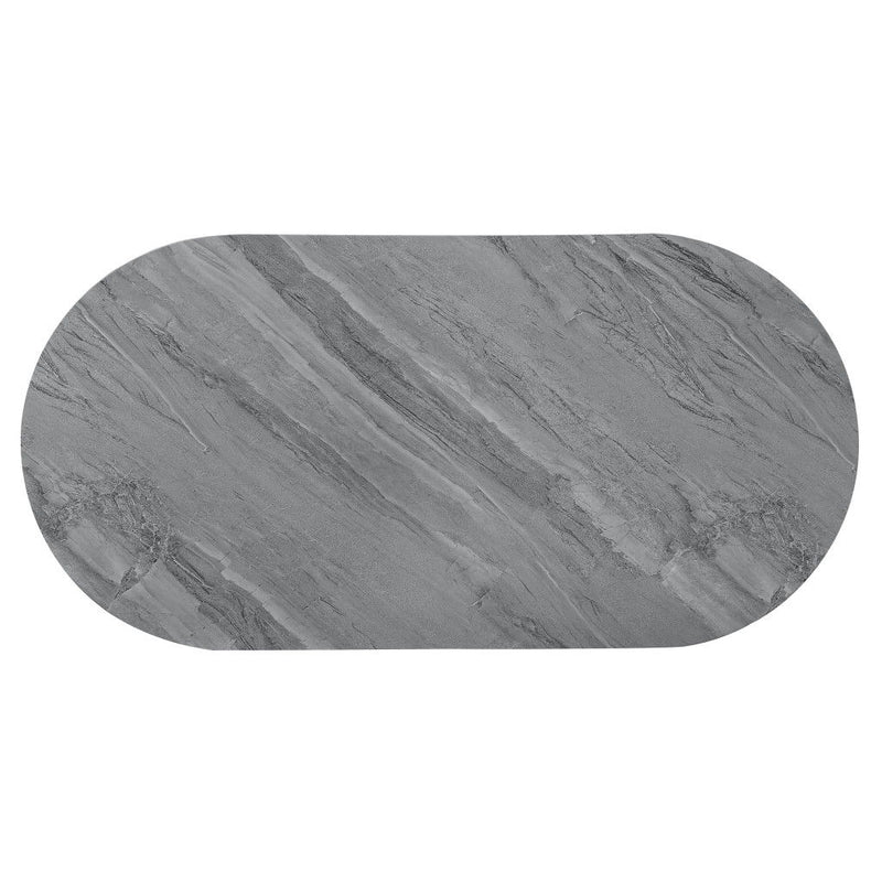 47" Wood And Steel Oval Coffee Table With Drawer - Gray
