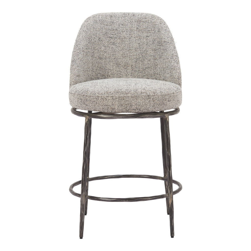 24" Fabric And Steel Counter Height Swivel Bar Chair - Gray / Black