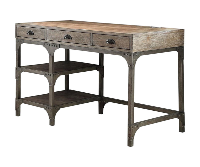 Writing Desk With Three Drawers - Natural And Gray