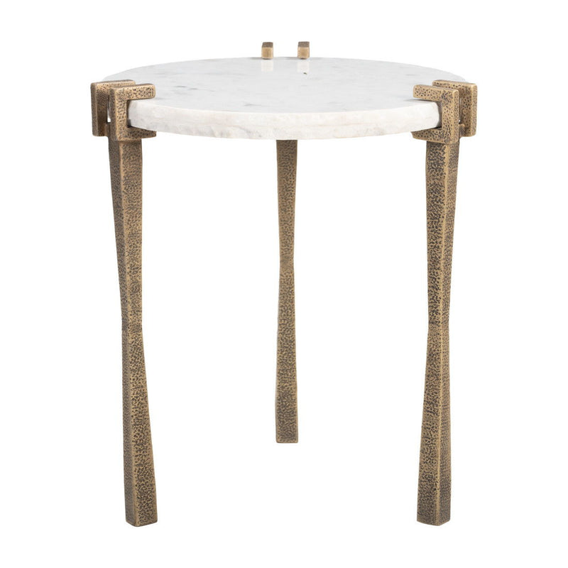 22" Iron Pedestal End Table - White