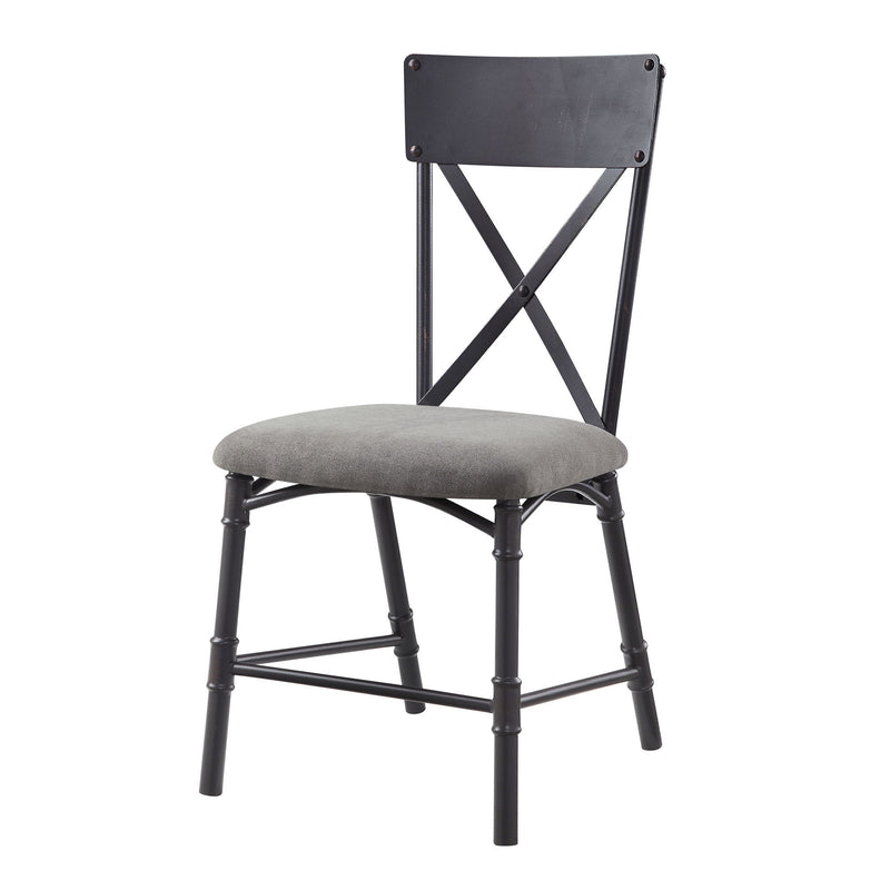 Upholstered Fabric Cross Back Dining Side Chairs (Set of 2) - Gray / Black