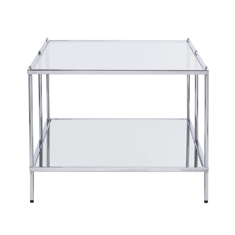 Glass Metal Rectangular Mirrored Coffee Table - Chrome