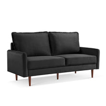 Load image into Gallery viewer, Sofa Velvet With Dark Brown Legs - Black
