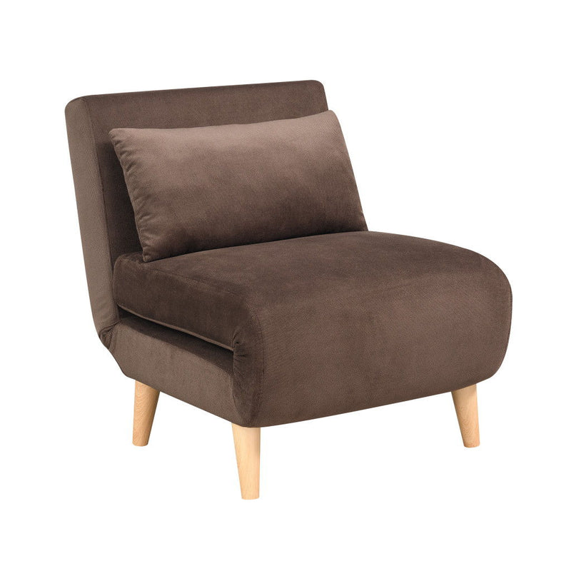 Plush Upholstered Convertible Chair And Toss Pillow - Brown And Natural