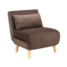 Load image into Gallery viewer, Plush Upholstered Convertible Chair And Toss Pillow - Brown And Natural

