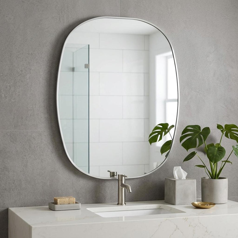 Aluminum Oval Framed Bathroom Vanity Mirror (756120) - Silver
