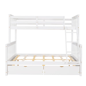 Twin-Over-Full Bunk Bed with Ladders and Two Storage Drawers (White){old sku:LT000165AAK}