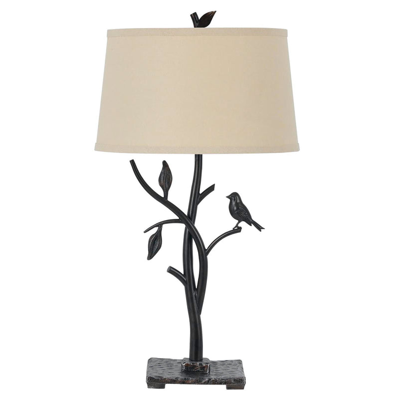 Metal Table Lamp With Tan Empire Shade - Tan