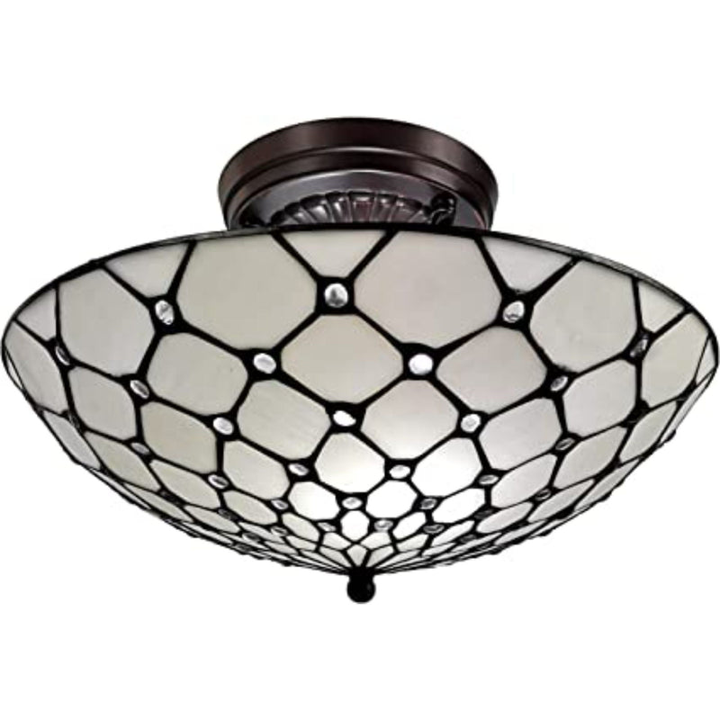 Unique Statement Two Light Glass Dimmable Chandelier With Shades - White / Black
