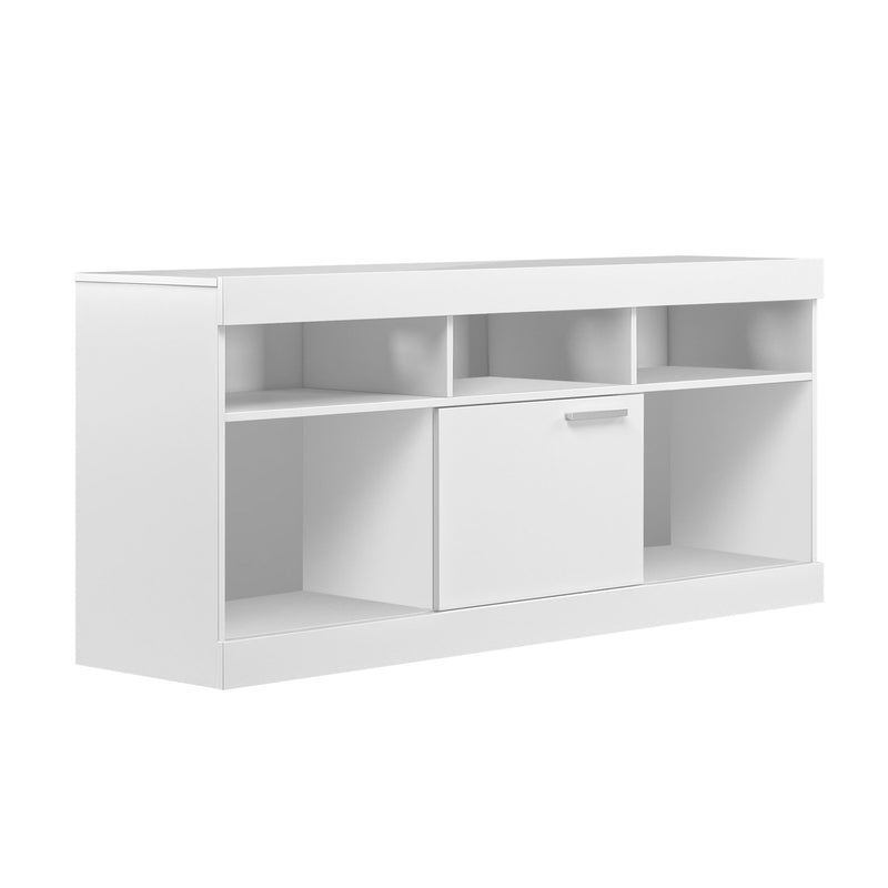 Wood Enclosed Open Storage TV Stand - White