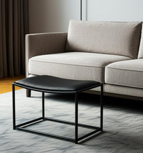 Load image into Gallery viewer, Metal Genuine Leather Footstool - Black

