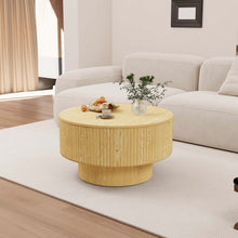 Load image into Gallery viewer, Modern Circular Coffee Table With Stripe Design And Storage Space
