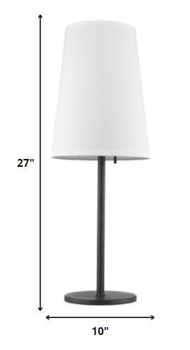Metal Table Lamp With White Cone Shade - Black