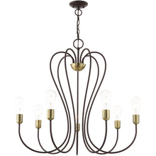 Load image into Gallery viewer, 29" Seven Light Dimmable Chandelier With Shades - Bronze
