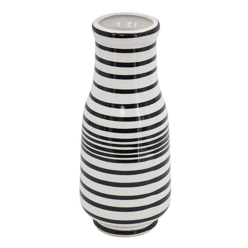 Hand Painted Stripe Table Vase - Black / White