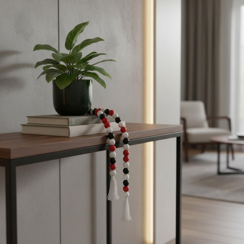 Hand Painted Decorative Tassel - Black / Red / White