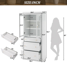 Load image into Gallery viewer, Freestanding Tall Bathroom Cabinet With Adjustable Shelves, Drawers, Soft Close Glass Doors
