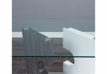 Load image into Gallery viewer, 36" Glass And Stainless Steel Double Pedestal Base Dining Table - Gray
