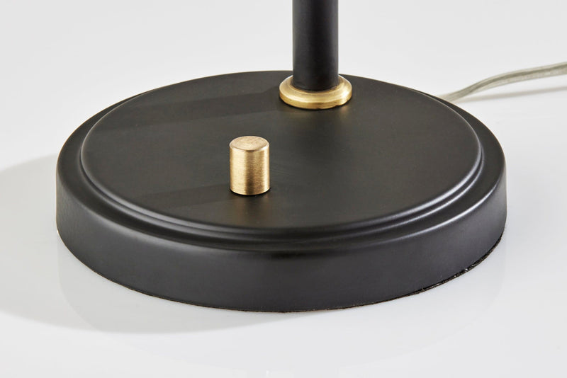 Metal Desk Lamp With Light Gray Cone Shade - Black And Gold