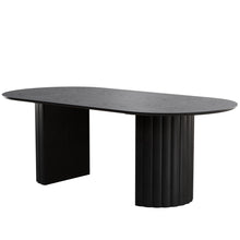 Load image into Gallery viewer, 86'' Wood Double Pedestal Base Oval Dining Table - Black
