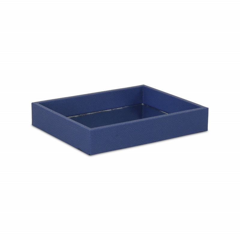 10" Rectangular Wood Handmade Tray - Navy Blue