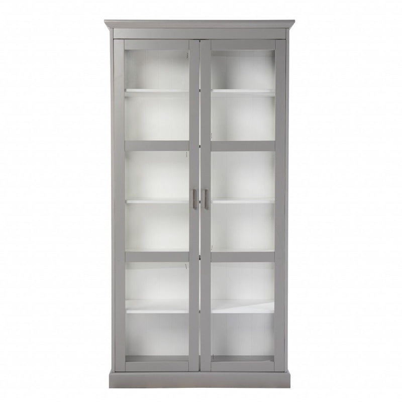 Cornice Molding Double Door Curio Cabinet - Off White