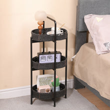 Load image into Gallery viewer, Modern 3 Tier Handwoven Side Table With Oval Organizer

