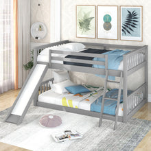 Load image into Gallery viewer, Full over Full Bunk Bed with Convertible Slide and Ladder, Gray
