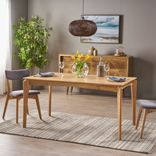 Load image into Gallery viewer, Mid Century Dining Table, Rubberwood With Walnut Veneer - Natural Oak
