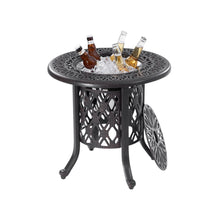 Load image into Gallery viewer, Side Table With Removable Ice Bucket, Hand Brushed Finish, Food Grade Bucket For Indoor &amp; Outdoor Use - Antique Bronze
