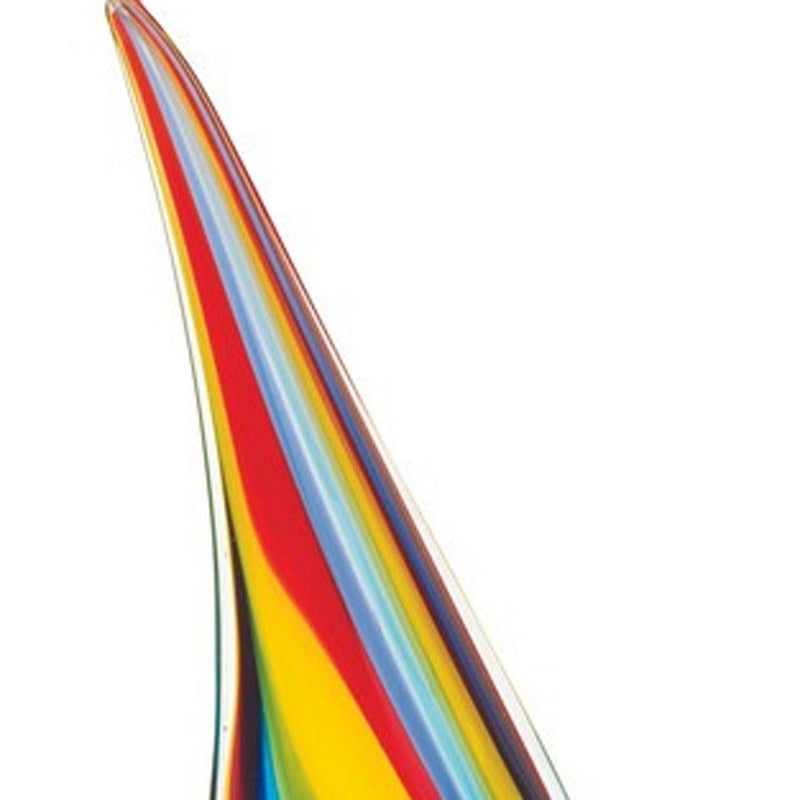 Murano Sailboat Tabletop Sculpture - Clear / Red / Blue