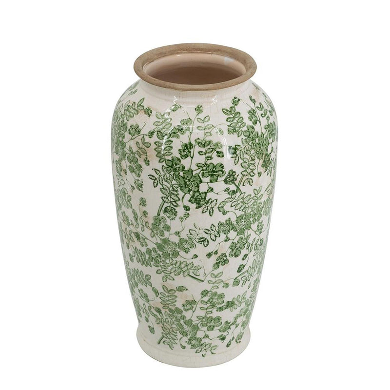Leaf Trumpet Table Vase - Green / White