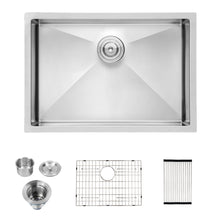 Load image into Gallery viewer, 28" Undermount Kitchen Sink With, 10" Deep, Single Bowl, Rounded Corners - Brushed Nickel
