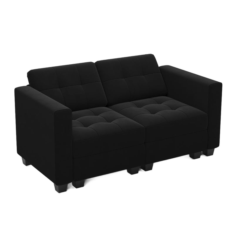 Velvet Modular Loveseat With Storage - Black