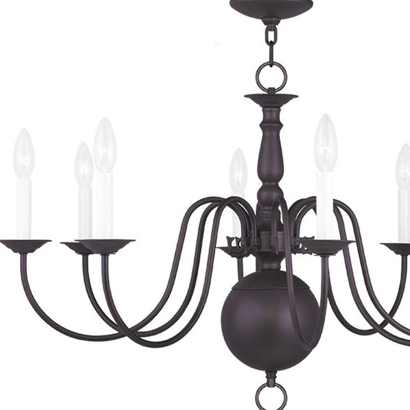 21" Eight Light Metal Dimmable Chandelier With Shades - Bronze