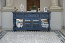 Load image into Gallery viewer, Solid Wood Open Shelving Distressed TV Stand - Blue
