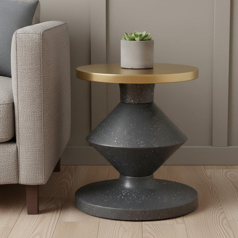 21" Iron Pedestal End Table - Gold