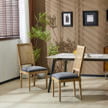 Load image into Gallery viewer, French Country Dining Chair With Rectangular Cane Backrest And Smooth Upholstered Seating
