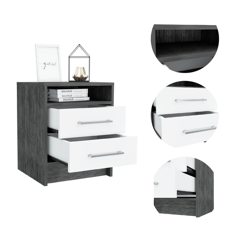 Sophisticated And Stylish Nightstand - Smokey Oak And White