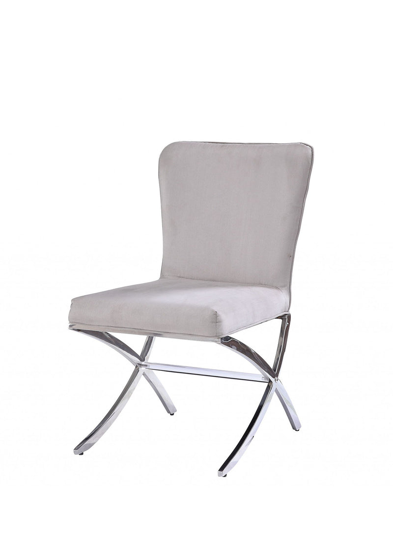 Velvet And Silver Parsons Chair - Beige