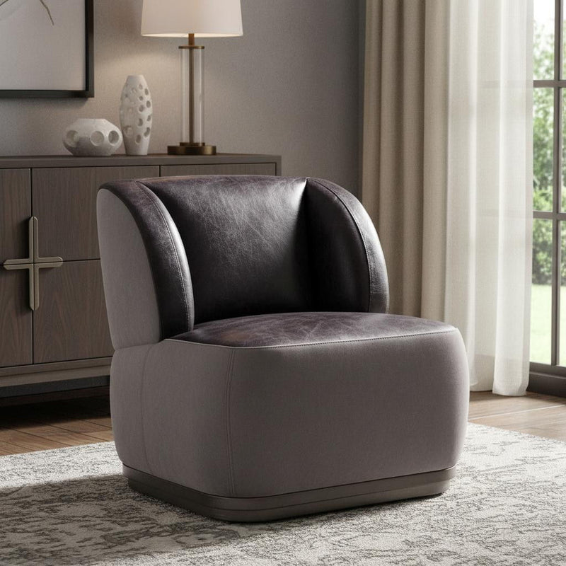 Velvet And Brown Solid Color Slipper Chair - Antique Slate Gray