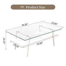 Load image into Gallery viewer, Rectangle Coffee Table, Tempered Glass Tabletop With Metal Legs, Modern Table For Living Room
